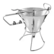 Entonnoir d19cm inox 2 douilles et support