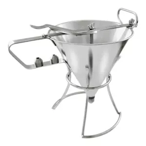 Entonnoir d19cm inox 2 douilles et support