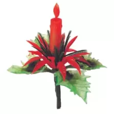 Bougie rouge avec feuille de houx 4cm