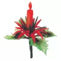 Bougie rouge avec feuille de houx 4cm