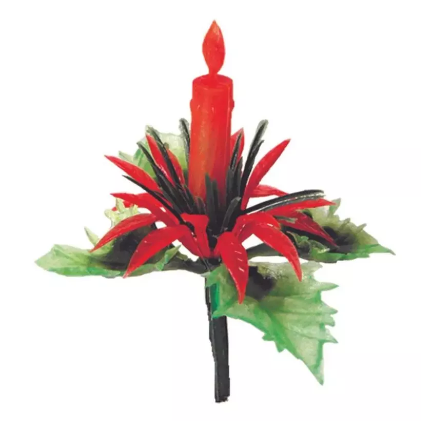 Bougie rouge avec feuille de houx 4cm