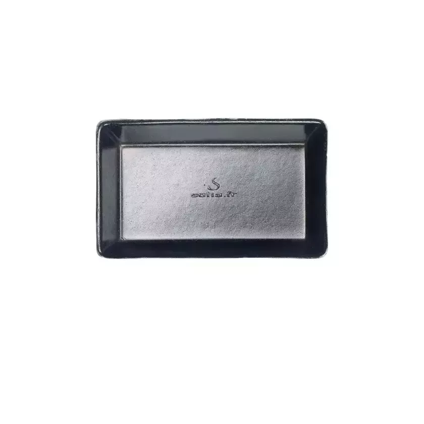 Assiette pulpe rectangulaire noire 100 × 60 × 16 mm finition PLA (par 400)