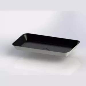 Assiette pulpe rectangulaire noire 200 × 100 × 20 mm finition PLA (par 200)