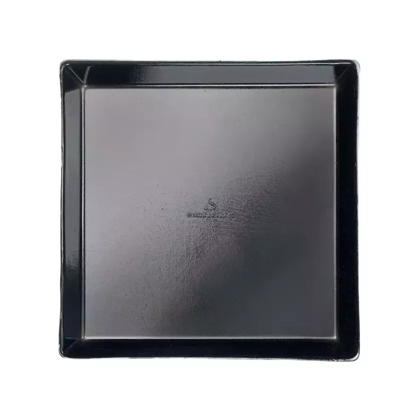 Assiette pulpe carrée noire 160 × 160 × 12,5mm finition PLA (par 200)