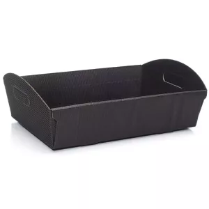 Carton panier kraft noir 360 × 270 × 90 mm ridé (par 30)