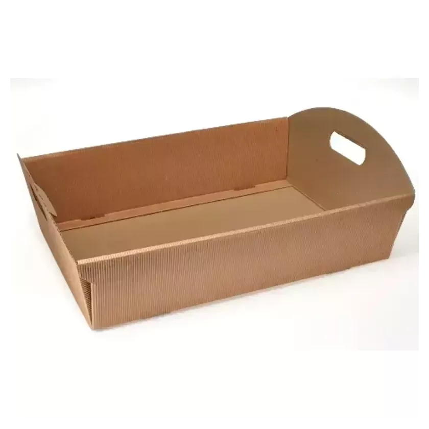 Carton panier kraft brun 430 × 310 × 150 mm ridé (par 30)