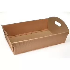 Carton panier kraft brun 430 × 310 × 150 mm ridé (par 30)