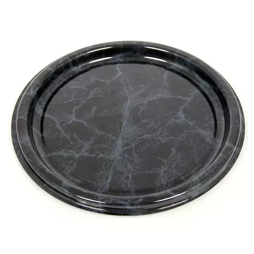 Plat PET rond marbre 23cm (par 250)