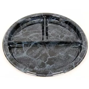 Plat PET rond 3 compartiments 26cm marbre (par 250)