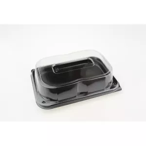 Plateau PET 24 × 17cm avec couvercle clip noir/transp (par 25)