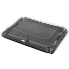 Plateau PET 35 × 24cm avec couvercle clip noir/transp (par 25)