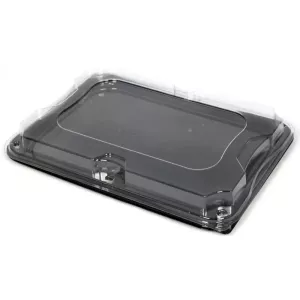 Plateau PET 35 × 24cm avec couvercle clip noir/transp (par 25)