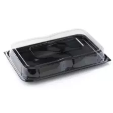 Plateau PET 55 × 37cm avec couvercle clip noir/transp (par 25)