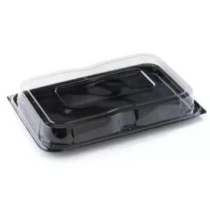 Plateau PET 55 × 37cm avec couvercle clip noir/transp (par 25)
