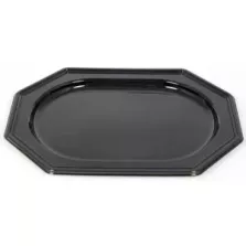 Plat PET octogonal noir 55 × 37cm (par 50)