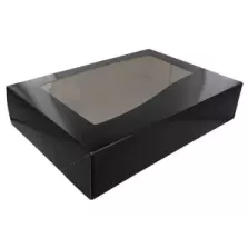 Boîte Gourmet noire avec fenêtre 357 × 247 × 80 mm (par 100)