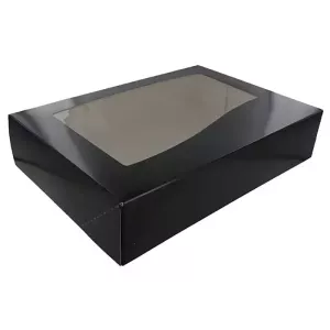 Boîte Gourmet noire avec fenêtre 464 × 313 × 80 mm (par 50)