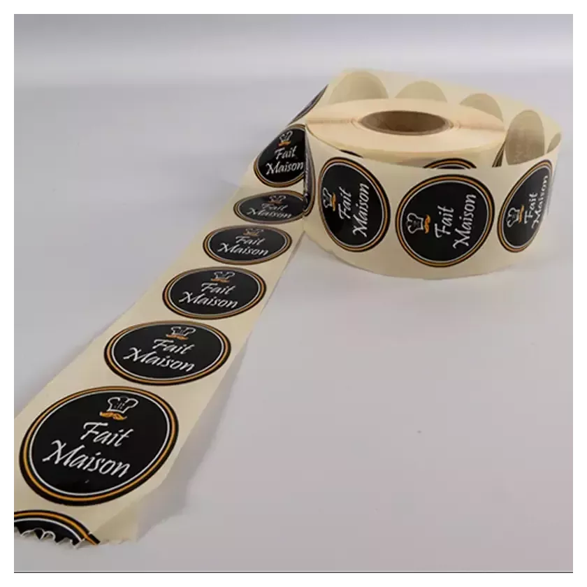 Autocollant "Fait maison" rond d4,5cm noir (par 1000)