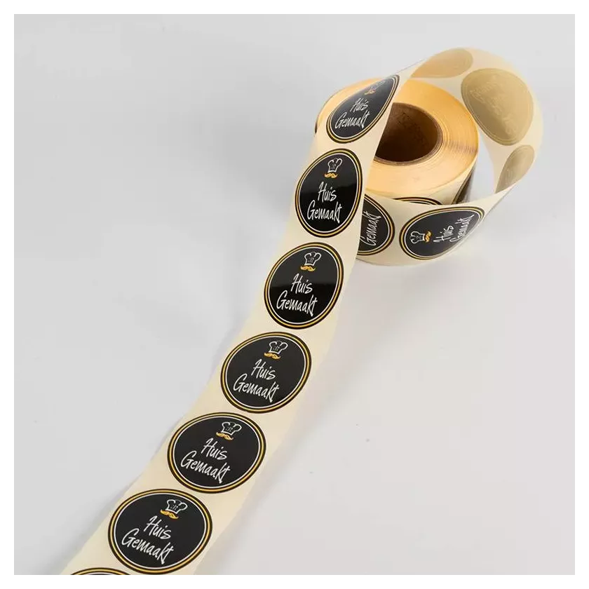Autocollant "Huisgemaakt" rond d4,5cm noir (par 1000)