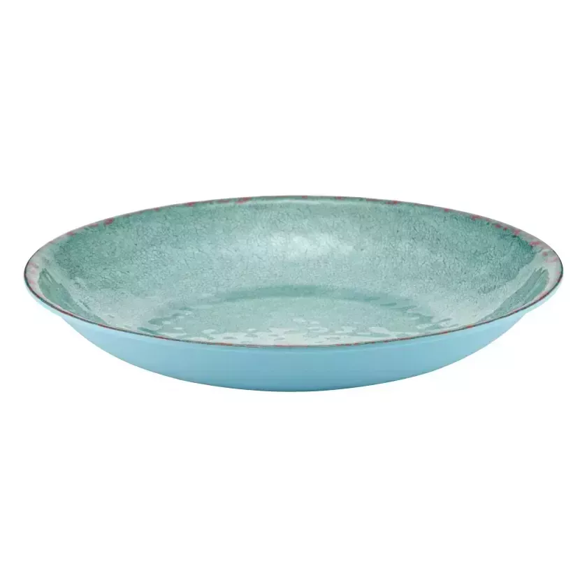 Plat melamine rond bleu rustique d420x70mm