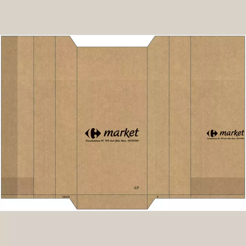 Sac papier Linepack imprime brun 40g 300x130x(2x46) 1/2kg CRF St-Gillis Waas (lot de 1 500 pièces)