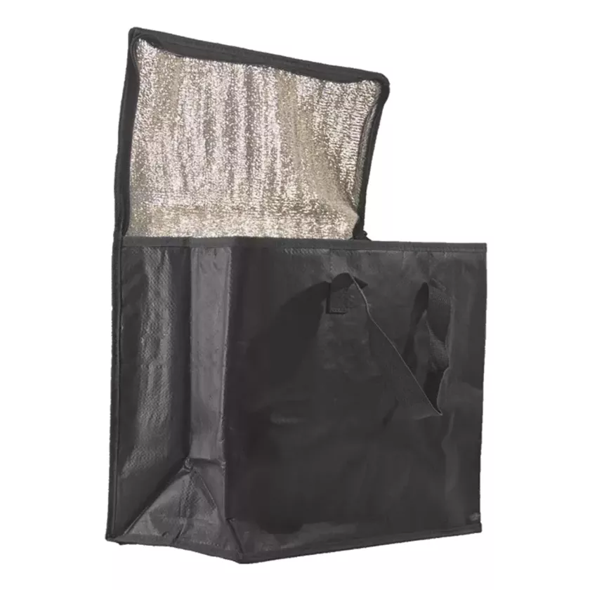 PP sac isotherme tisse noir 360x300+200mm (carton de 50 pièces)
