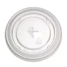 PET couvercle plat transparent avec trou pour PET cup diametre 92,7mm (carton de 1 000 pièces)