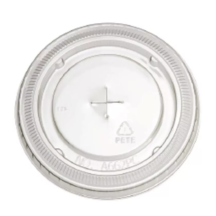 PET couvercle plat transparent avec trou pour PET cup diametre 92,7mm (carton de 1 000 pièces)