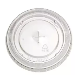PET couvercle plat transparent avec trou pour PET cup diametre 92,7mm (carton de 1 000 pièces)