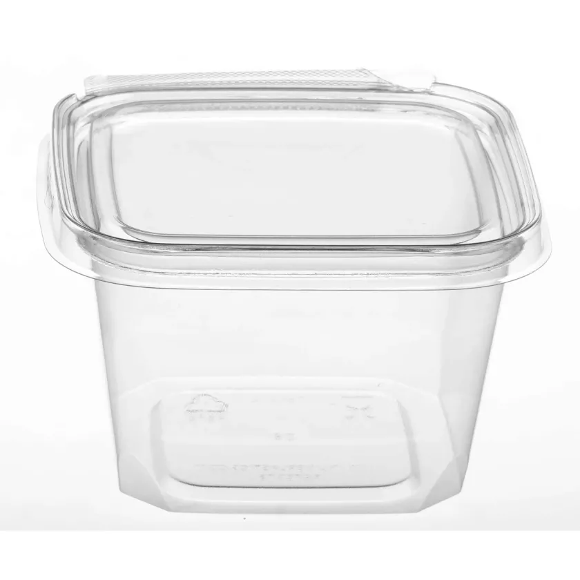 APET ravier 500ml 127x120x76mm Transp. cachete Safe-T strip (carton de 304 pièces)