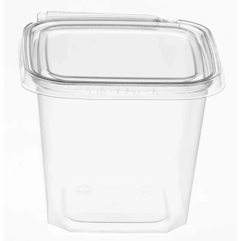 APET ravier 750ml 127x120x102mm Transp. cachete Safe-T strip (carton de 296 pièces)