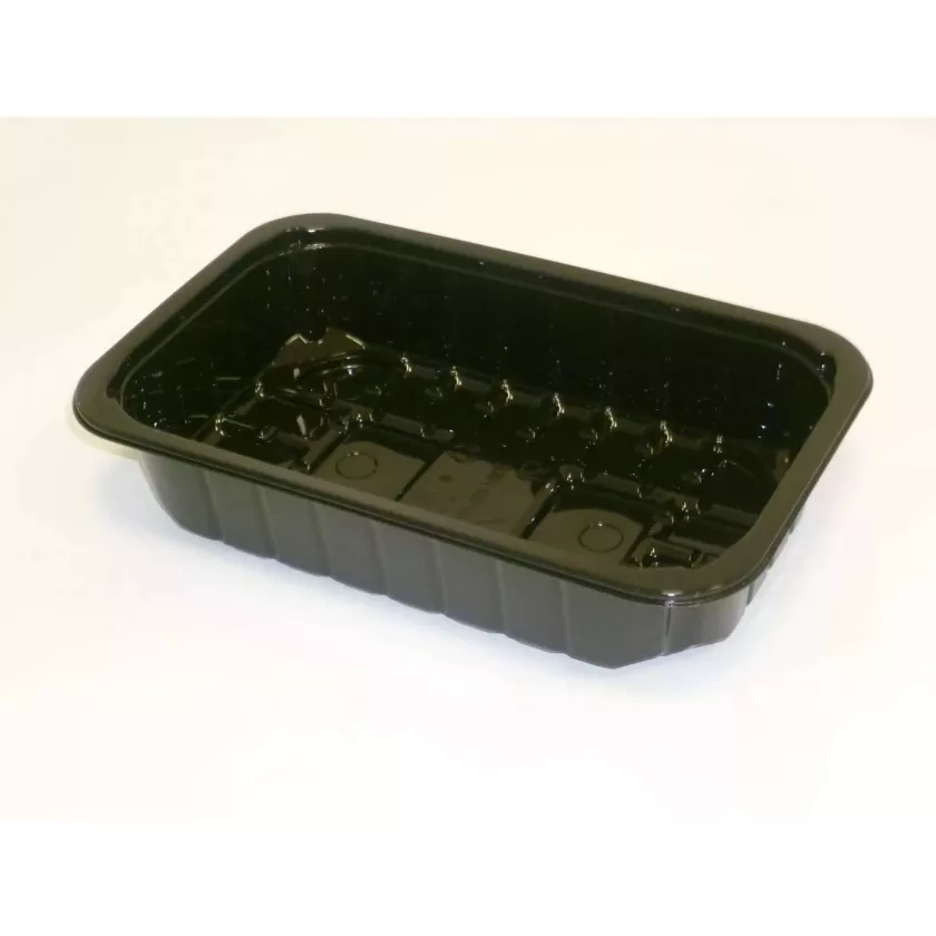 PP tray 230x145x50mm noir E - version legere - cr - fr (carton de 656 pièces)