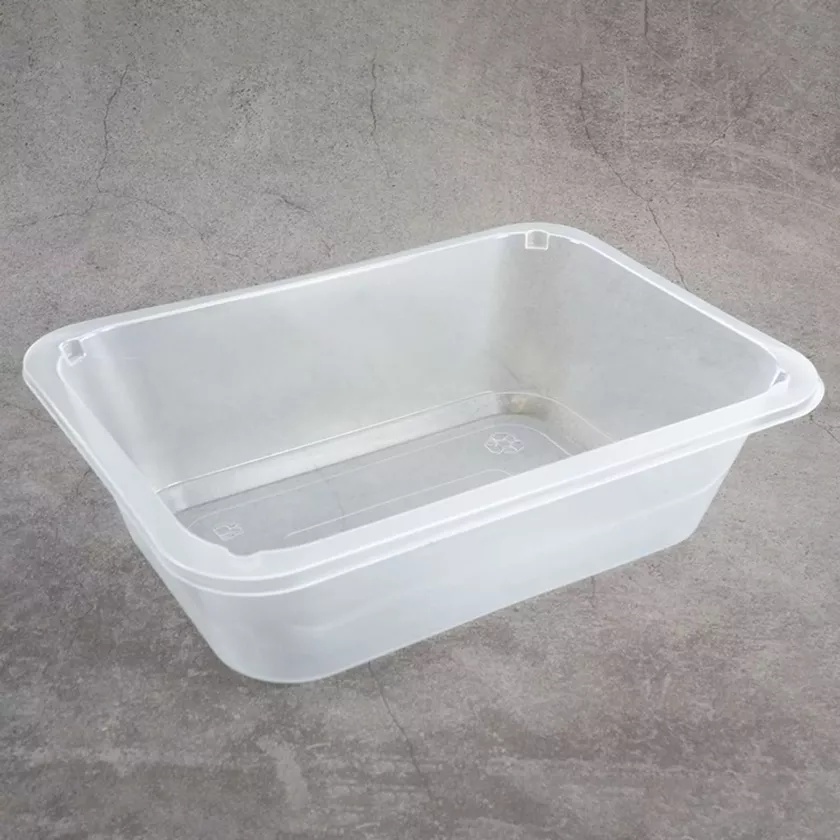PP tray 187x137x55mm transp 1COMP - cote lisse - E (carton de 1 072 pièces)