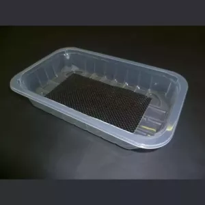 PP tray 230x145x30mm transp E- legere- cr- fr+ f.buv noir (carton de 704 pièces)