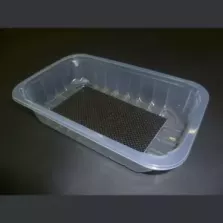 PP tray 230x145x50mm transp E - cr - fr + f.buvard noir (carton de 656 pièces)