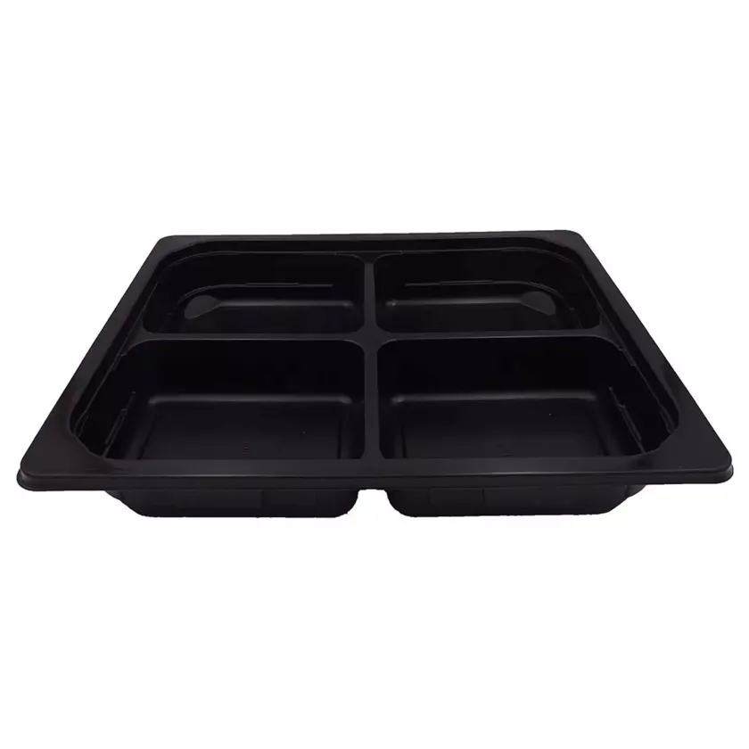 PP 1/2 GN H50 4COMP noir 325x265x50mm M (carton de 100 pièces)