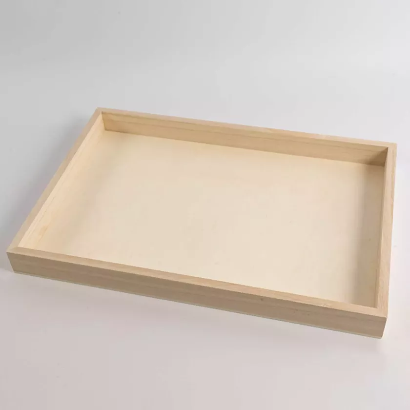 Plateau en bois rectangle 340x230x30mm (carton de 20 pièces)