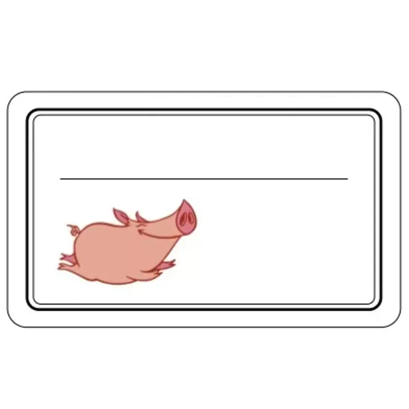 Etiquette S/PIC porc 10x6cm pvc (paquet de 50 pièces)