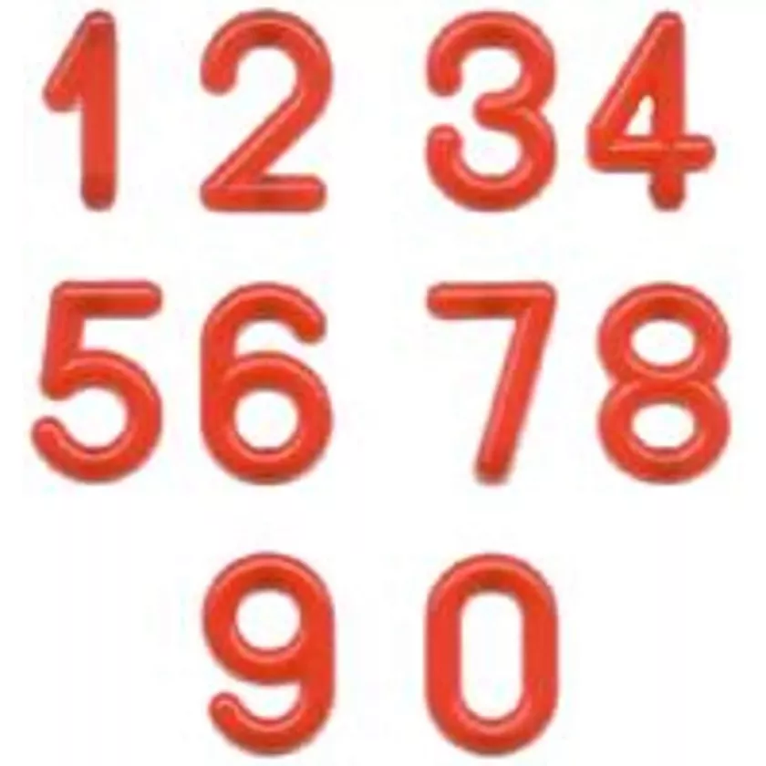 Chiffres 15mm rouge mixte (blister de 150 pièces)