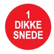 Autocollant "1 DIKKE SNEDE" d4cm - rouge (lot de 1 000 pièces)