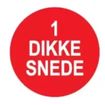 Autocollant "1 DIKKE SNEDE" d4cm - rouge (lot de 1 000 pièces)