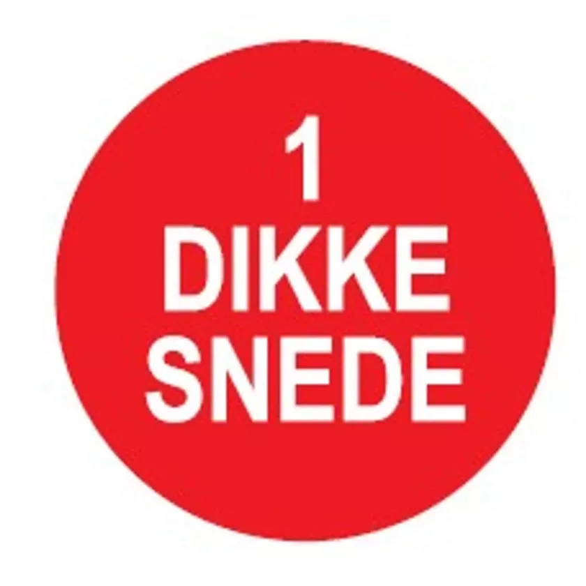 Autocollant "1 DIKKE SNEDE" d4cm - rouge (lot de 1 000 pièces)