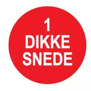 Autocollant "1 DIKKE SNEDE" d4cm - rouge (lot de 1 000 pièces)