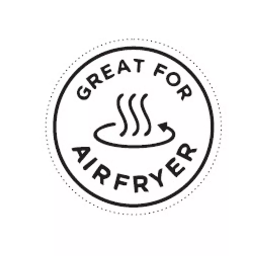 Autocollant "GREAT FOR AIRFRYER" d4cm - blanc (lot de 1 000 pièces)