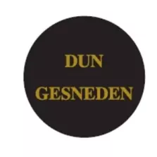 Autocollant "DUN GESNEDEN" d4cm - noir/or (lot de 1 000 pièces)