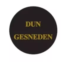 Autocollant "DUN GESNEDEN" d4cm - noir/or (lot de 1 000 pièces)