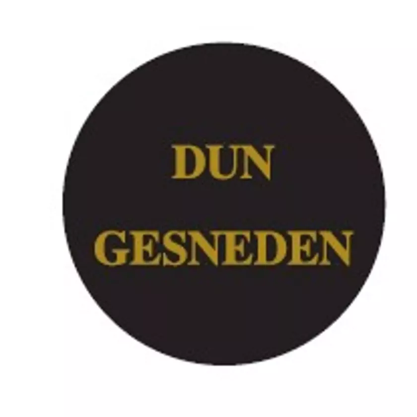 Autocollant "DUN GESNEDEN" d4cm - noir/or (lot de 1 000 pièces)