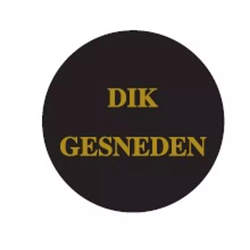 Autocollant "DIK GESNEDEN" d4cm - noir/or (lot de 1 000 pièces)