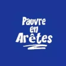 Autocollant "PAUVRE EN ARETES" 20x35mm rectangle - bleu/blanc (lot de 1 000 pièces)