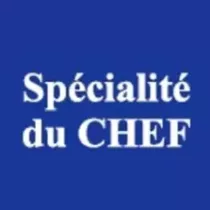 Autocollant "SPECIALITE DU CHEF" 20x35mm rectangle - bleu/blanc (lot de 1 000 pièces)